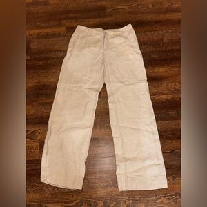 Eddie Bauer VASHON FIT 100% LINEN WOMEN'S Pants Size 4 Beige